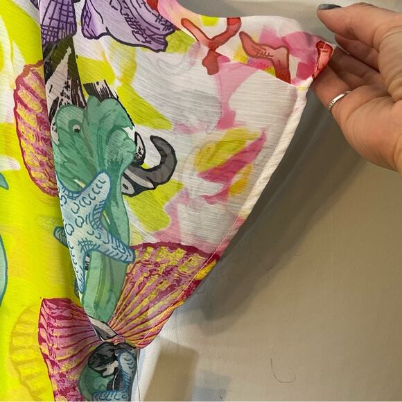 ABS Semi Sheer Multicolored Anchor Printed Top Size Large NWT - Picture 4 of 8